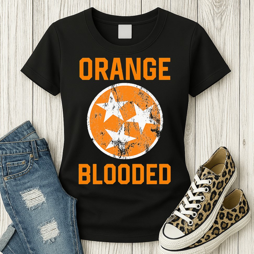 Tennessee Fan Orange Blooded Vol Sports Fan State Flag TN Womens T-Shirt