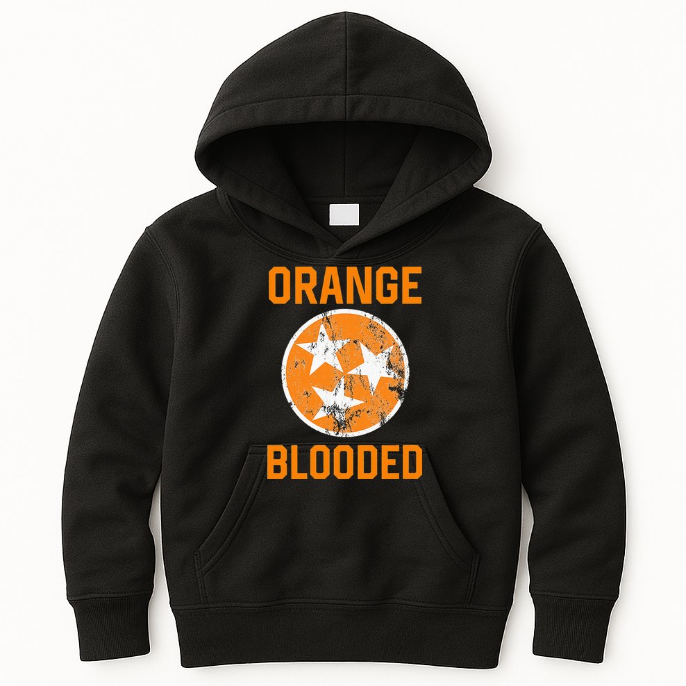 Tennessee Fan Orange Blooded Vol Sports Fan State Flag TN Kids Hoodie