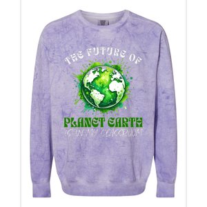 The Future Of Planet Earth Is In My Classroom 2024 Earth Day Colorblast Crewneck Sweatshirt