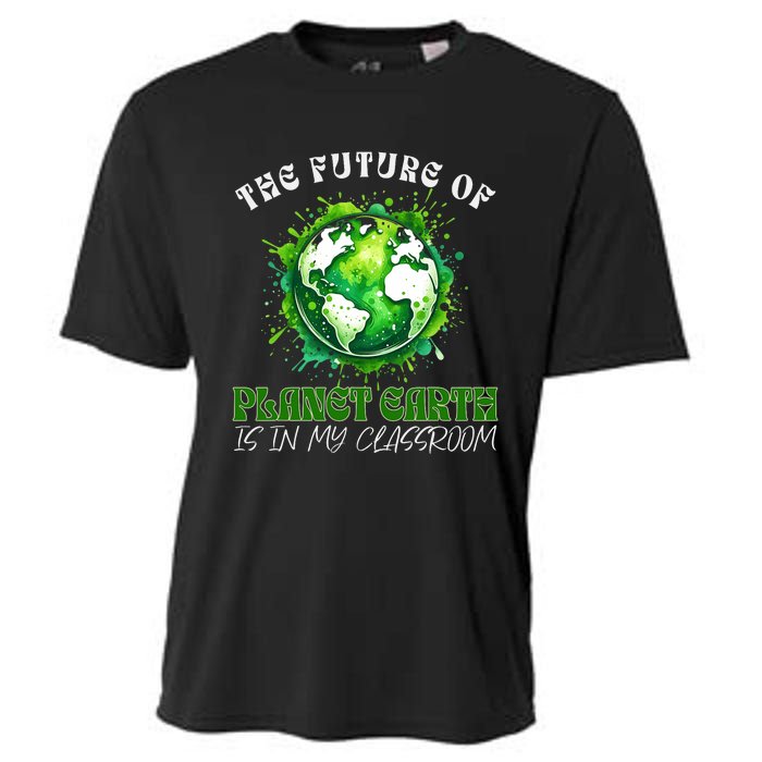 The Future Of Planet Earth Is In My Classroom 2024 Earth Day Cooling Performance Crew T-Shirt