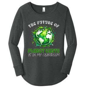 The Future Of Planet Earth Is In My Classroom 2024 Earth Day Women's Perfect Tri Tunic Long Sleeve Shirt