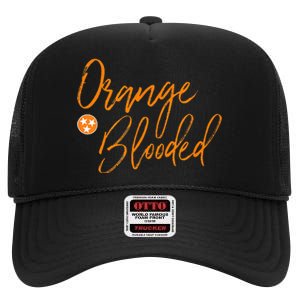 Tennessee Fan Orange Blooded Vol Sports Fan State Flag Tn High Crown Mesh Back Trucker Hat