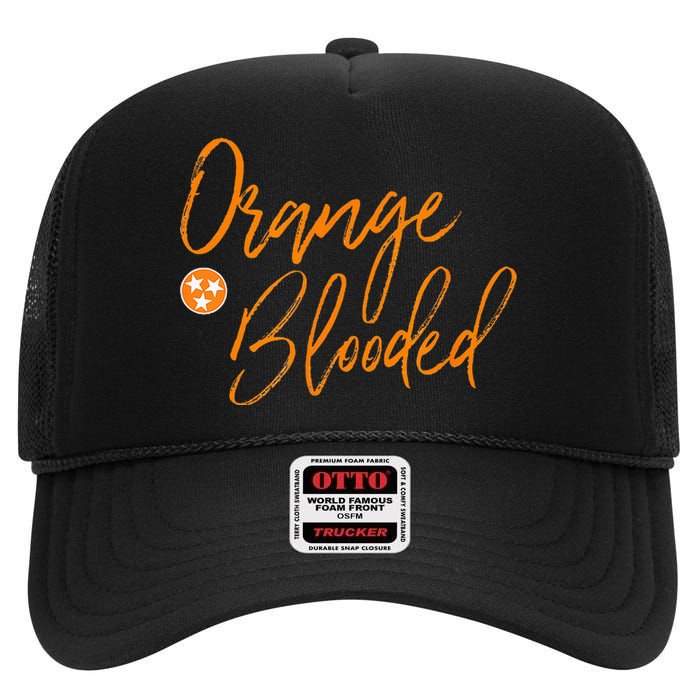 Tennessee Fan Orange Blooded Vol Sports Fan State Flag Tn High Crown Mesh Back Trucker Hat