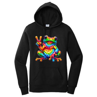 Tiedye Frog Peace Sign Hippie Women's Pullover Hoodie