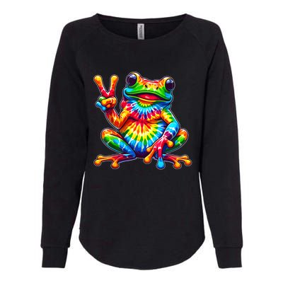 Tiedye Frog Peace Sign Hippie Womens California Wash Sweatshirt