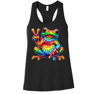 Tiedye Frog Peace Sign Hippie Women's Racerback Tank