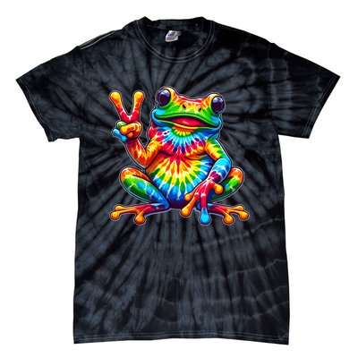 Tiedye Frog Peace Sign Hippie Tie-Dye T-Shirt