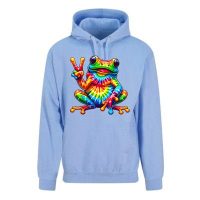 Tiedye Frog Peace Sign Hippie Unisex Surf Hoodie