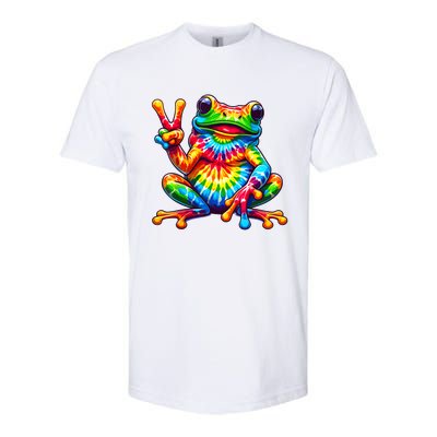 Tiedye Frog Peace Sign Hippie Softstyle® CVC T-Shirt