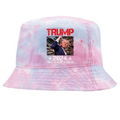 Trump Fist Pump Shot At Trump 2024 Trump Survives Rally Tie-Dyed Bucket Hat