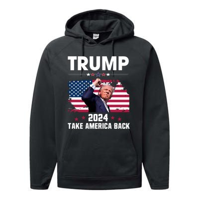 Trump Fist Pump Shot Performance Fleece Hoodie