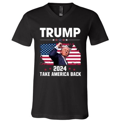 Trump Fist Pump Shot V-Neck T-Shirt