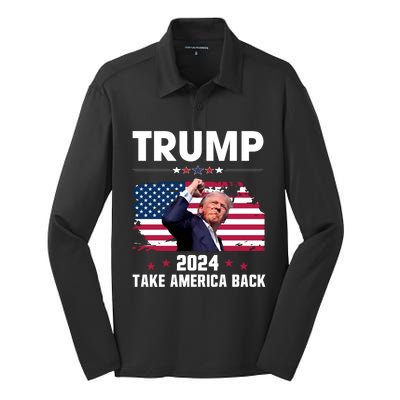 Trump Fist Pump Shot Silk Touch Performance Long Sleeve Polo