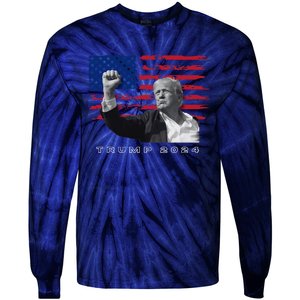 Trump For President 2024 Patriotic Triumph Maga Tie-Dye Long Sleeve Shirt