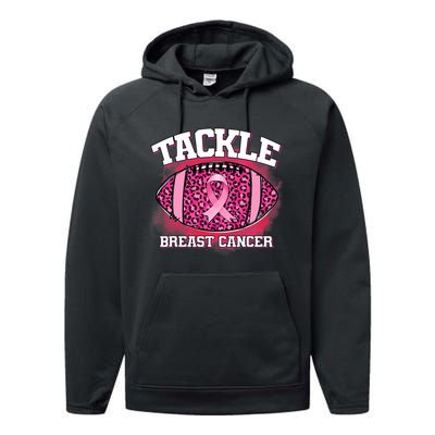 Tackle Football Pink Ribbon Breast Cancer Awareness Performance Fleece Hoodie