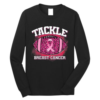 Tackle Football Pink Ribbon Breast Cancer Awareness Long Sleeve Shirt