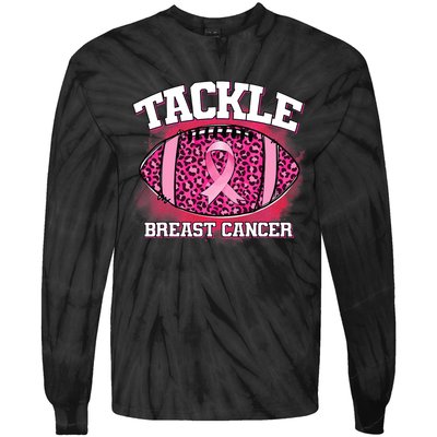 Tackle Football Pink Ribbon Breast Cancer Awareness Tie-Dye Long Sleeve Shirt