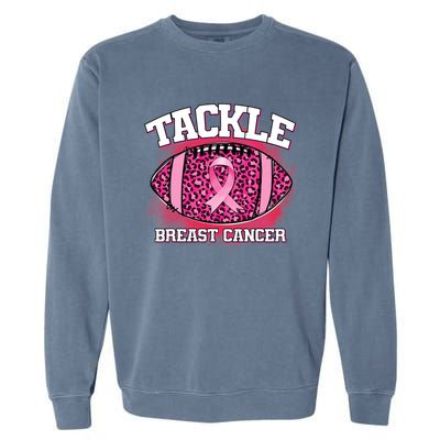 Tackle Football Pink Ribbon Breast Cancer Awareness Garment-Dyed Sweatshirt