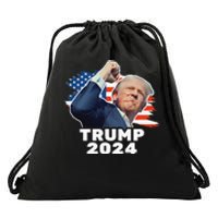 Trump Fist Pump Shot At Trump 2024 Trump Survives Rally Drawstring Bag