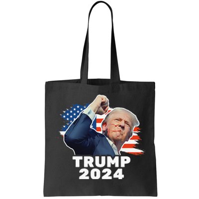 Trump Fist Pump Shot At Trump 2024 Trump Survives Rally Tote Bag