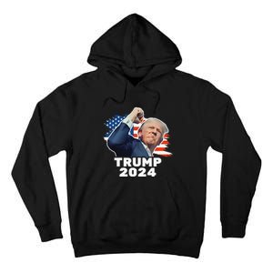 Trump Fist Pump Shot At Trump 2024 Trump Survives Rally Tall Hoodie