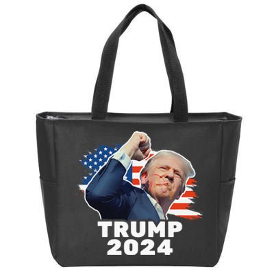 Trump Fist Pump Shot At Trump 2024 Trump Survives Rally Zip Tote Bag