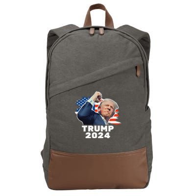 Trump Fist Pump Shot At Trump 2024 Trump Survives Rally Cotton Canvas Backpack