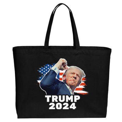 Trump Fist Pump Shot At Trump 2024 Trump Survives Rally Cotton Canvas Jumbo Tote