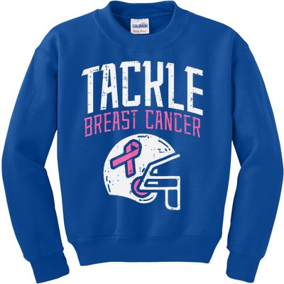 Tackle Football Pink Ribbon Breast Cancer Awareness Kids Sweatshirt