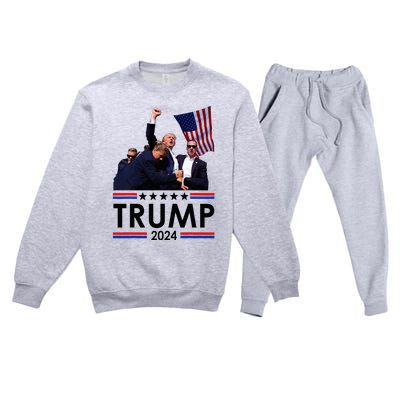 Trump Fist Pumped Fight Pray For Trump America Premium Crewneck Sweatsuit Set