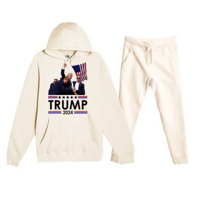 Trump Fist Pumped Fight Pray For Trump America Premium Hooded Sweatsuit Set