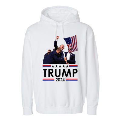 Trump Fist Pumped Fight Pray For Trump America Garment-Dyed Fleece Hoodie