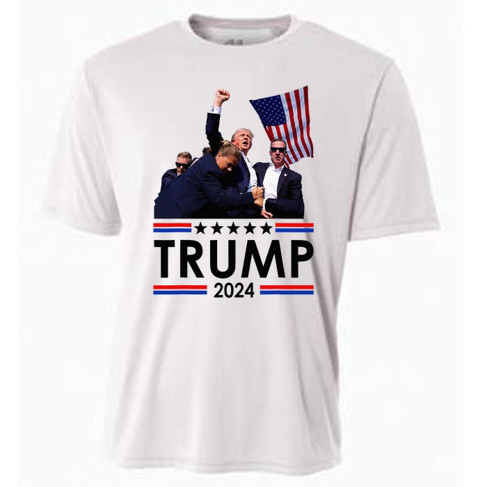 Trump Fist Pumped Fight Pray For Trump America Cooling Performance Crew T-Shirt