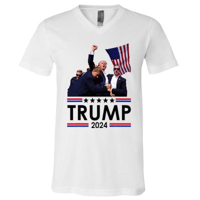 Trump Fist Pumped Fight Pray For Trump America V-Neck T-Shirt