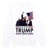 Trump Fist Pumped Fight Pray For Trump America Premium Crewneck Sweatshirt