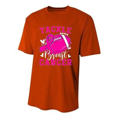 Tackle Football Pink Ribbon Breast Cancer Awareness Youth Performance Sprint T-Shirt