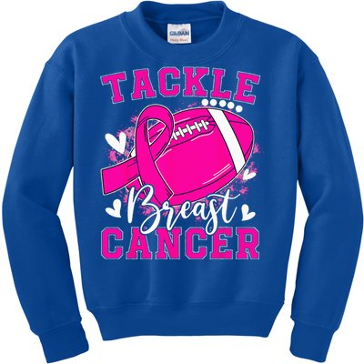 Tackle Football Pink Ribbon Breast Cancer Awareness Kids Sweatshirt