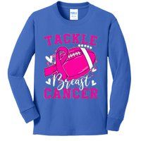 Tackle Football Pink Ribbon Breast Cancer Awareness Kids Long Sleeve Shirt