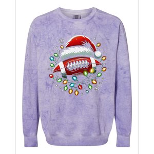 Ta26santa Football Player Christmas Lights Colorblast Crewneck Sweatshirt