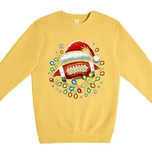 Ta26santa Football Player Christmas Lights Premium Crewneck Sweatshirt