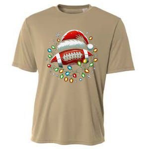 Ta26santa Football Player Christmas Lights Cooling Performance Crew T-Shirt