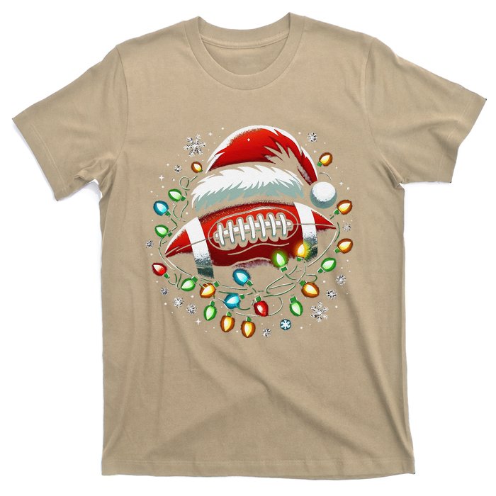 Ta26santa Football Player Christmas Lights T-Shirt