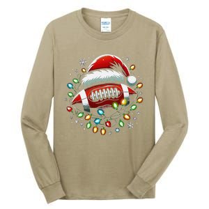 Ta26santa Football Player Christmas Lights Tall Long Sleeve T-Shirt