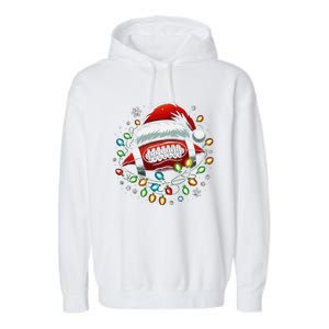 Ta26santa Football Player Christmas Lights Garment-Dyed Fleece Hoodie