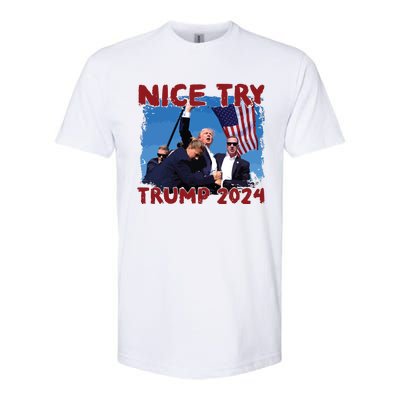 Trump Fist Pump Shot At Nice Try Trump Trump 2024 Trump For President Softstyle® CVC T-Shirt