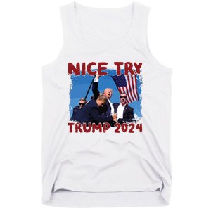 Trump Fist Pump Shot At Nice Try Trump Trump 2024 Trump For President Tank Top