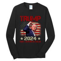 Trump Fist Pump Shot At Trump 2024 Trump Survives Rally Tall Long Sleeve T-Shirt