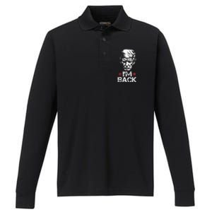 Trump For President 2024 Trump Won Trump IM Back Performance Long Sleeve Polo