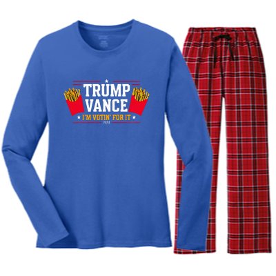 Trump Funny – Political Humor 2024 Women's Long Sleeve Flannel Pajama Set 