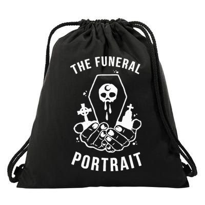 The Funeral Portrait Coffin Skull Drawstring Bag